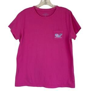 Vineyard Vines Sz M Cotton Short Sleeve Graphic T-shirt Chest Pocket Large Whale